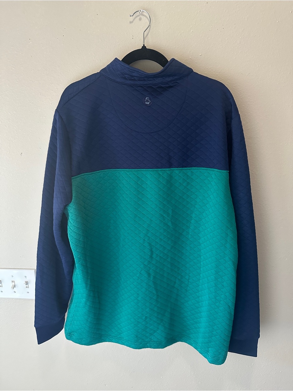 Southern Proper Men’s Navy and Teal Quilted Half-Zip Pullover - Picture 2 of 3